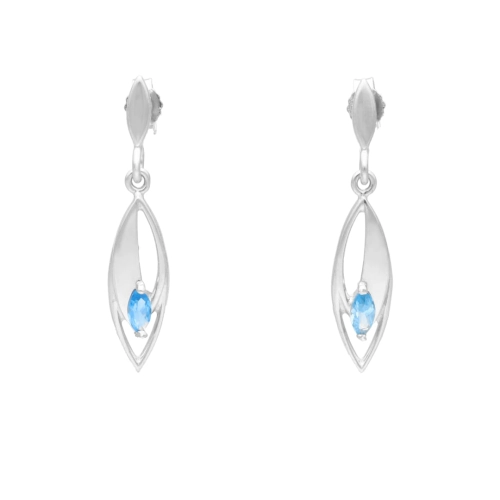 Kolczyki z błękitnymi cyrkoniami łezki srebro