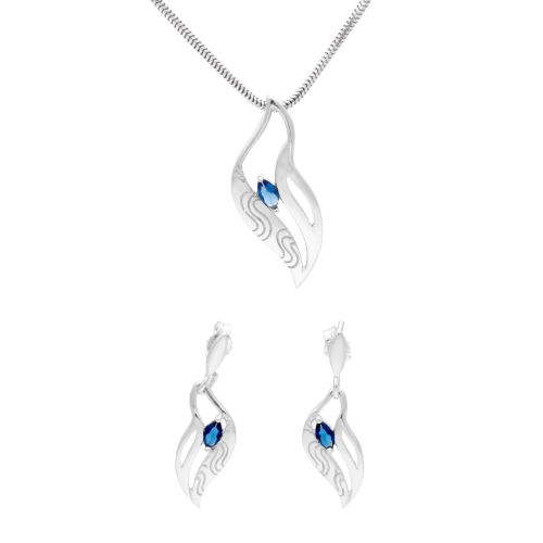 Komplet z szafirowymi cyrkoniami srebro