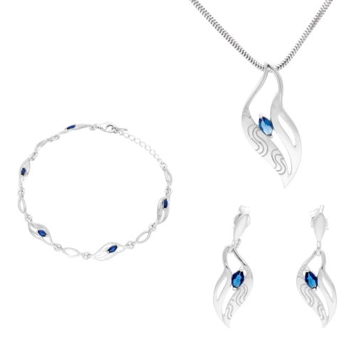 Komplet z szafirowymi cyrkoniami srebro