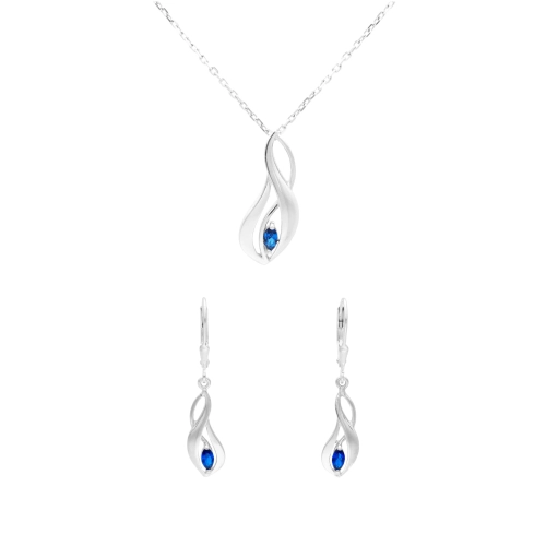 Komplet z szafirowymi cyrkoniami srebro