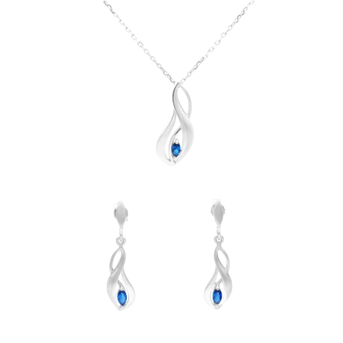 Komplet z szafirowymi cyrkoniami srebro