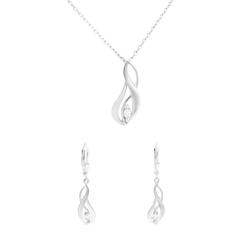 Komplet z białymi cyrkoniami srebro