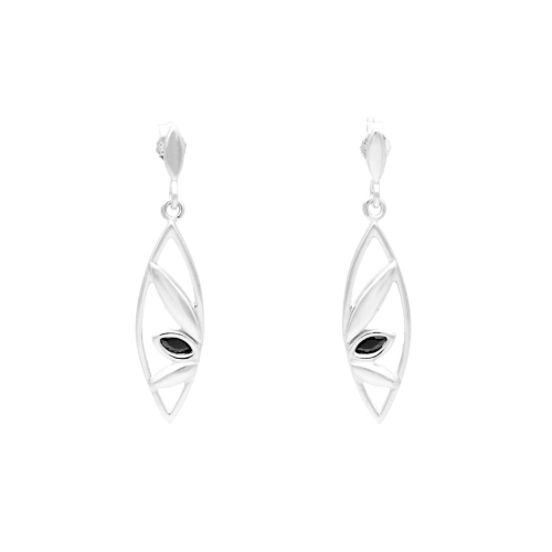 Kolczyki z czarnymi cyrkoniami łezki srebro