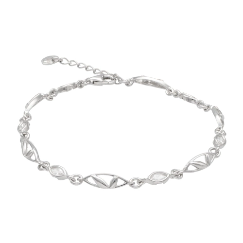 Bransoletka z białymi cyrkoniami łezka srebro 