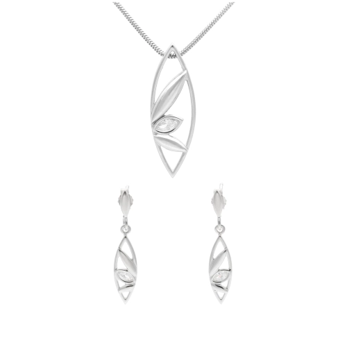 Komplet z białymi cyrkoniami łezki srebro