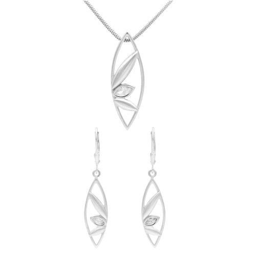 Komplet z białymi cyrkoniami łezki srebro