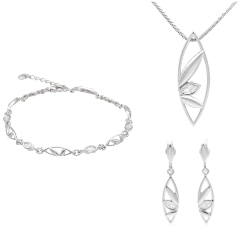 Komplet z białymi cyrkoniami łezki srebro