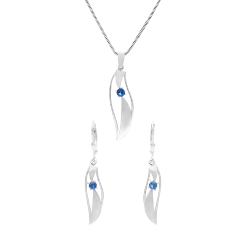Komplet z szafirowymi cyrkoniami srebro