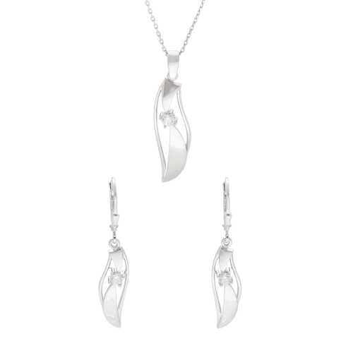 Komplet z białymi cyrkoniami srebro