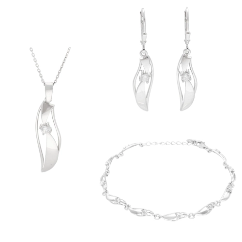 Komplet z białymi cyrkoniami srebro