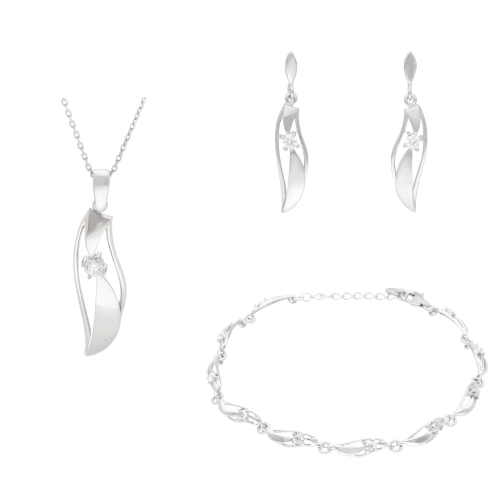 Komplet z białymi cyrkoniami srebro