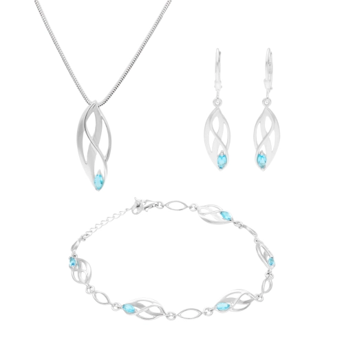 Komplet z błękitnymi cyrkoniami srebro