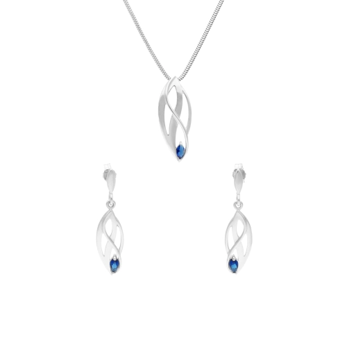 Komplet z szafirowymi cyrkoniami srebro