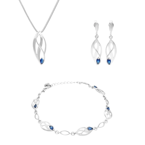 Komplet z szafirowymi cyrkoniami srebro