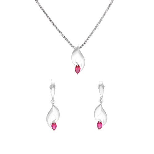 Komplet z rubinowymi cyrkoniami srebro