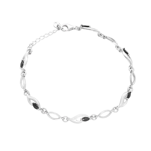 Bransoletka z czarnymi cyrkoniami srebro