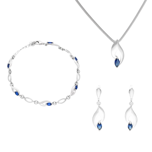 Komplet z szafirowymi cyrkoniami srebro
