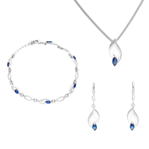 Komplet z szafirowymi cyrkoniami srebro