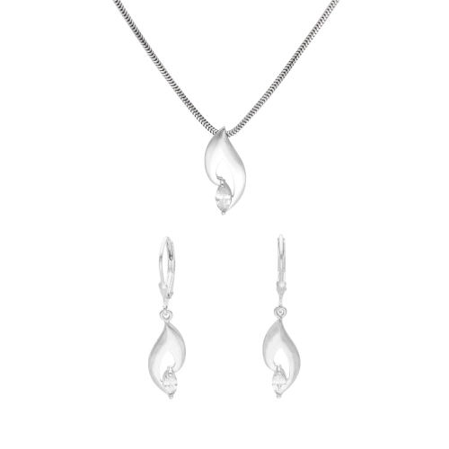 Komplet z białymi cyrkoniami srebro