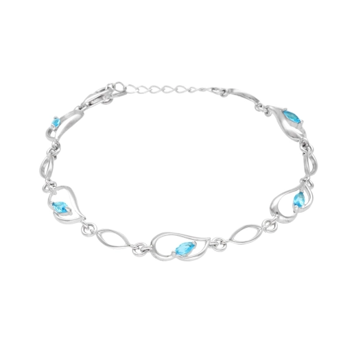 Bransoletka z błękitnymi cyrkoniami srebro