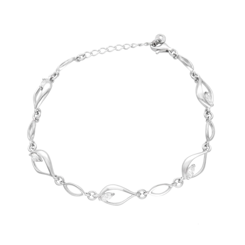 Bransoletka z białymi cyrkoniami srebro