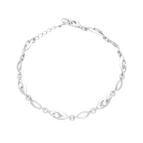 Bransoletka z białymi cyrkoniami srebro 