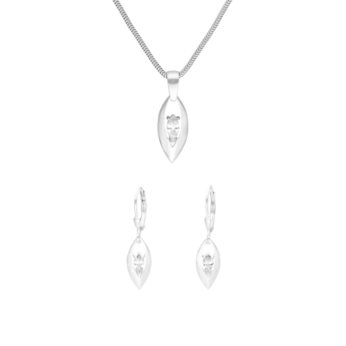 Komplet z białymi cyrkoniami łezki srebro