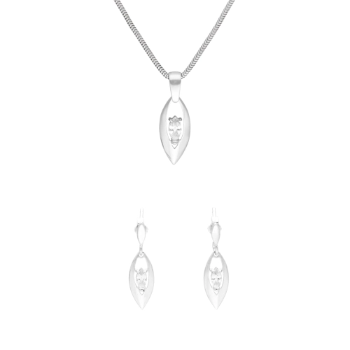 Komplet z białymi cyrkoniami łezki srebro