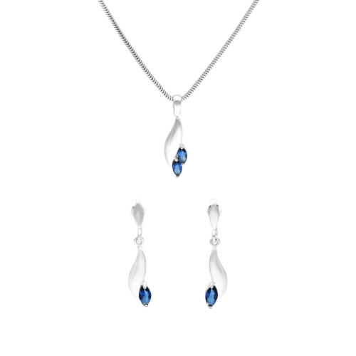 Komplet z szafirowymi cyrkoniami srebro