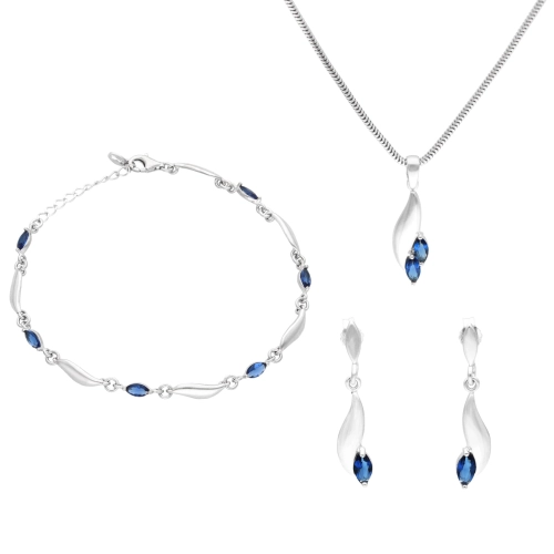 Komplet z szafirowymi cyrkoniami srebro
