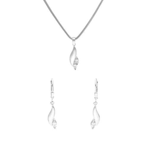 Komplet z białymi cyrkoniami srebro