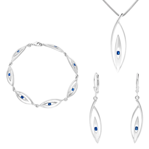 Komplet z szafirowymi cyrkoniami srebro