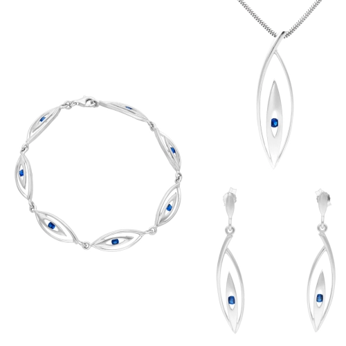 Komplet z szafirowymi cyrkoniami srebro
