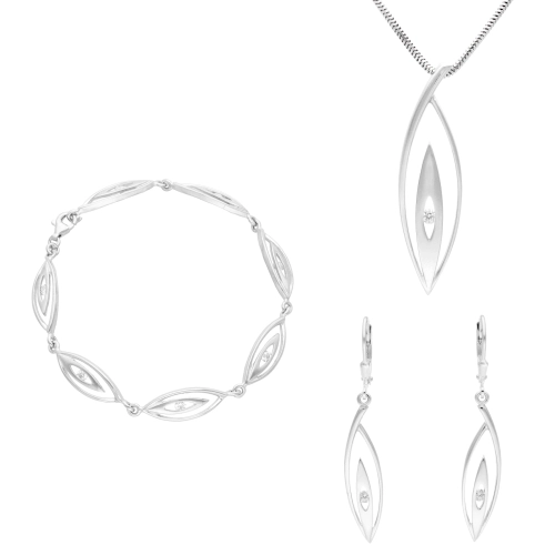 Komplet z białymi cyrkoniami srebro