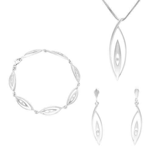 Komplet z białymi cyrkoniami srebro