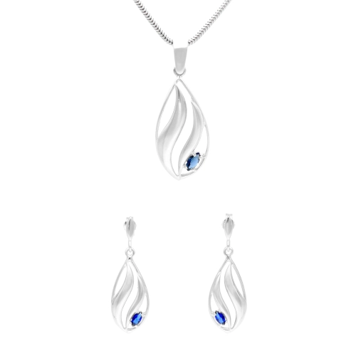 Komplet z szafirowymi cyrkoniami srebro