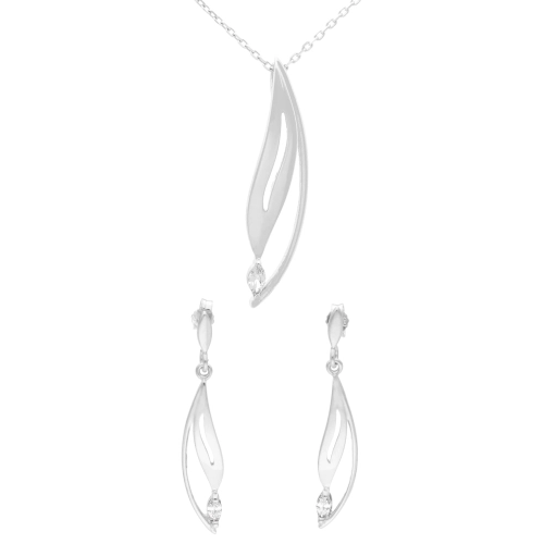 Komplet z białymi cyrkoniami srebro