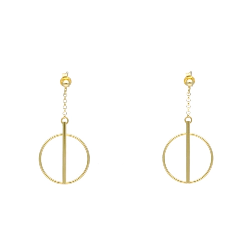 Długie kolczyki geometryczne koła srebro pozłacane