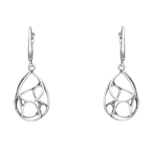 Kolczyki geometryczne przestrzenne łezki srebro oksydowane