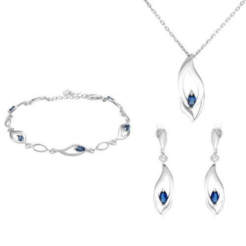 Komplet z szafirowymi cyrkoniami srebro