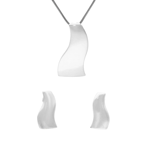 Komplet gładkie fale srebro