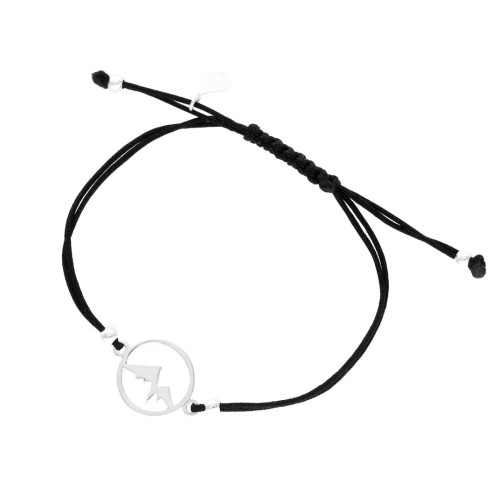 Bransoletka sznurkowa góry czarna srebro