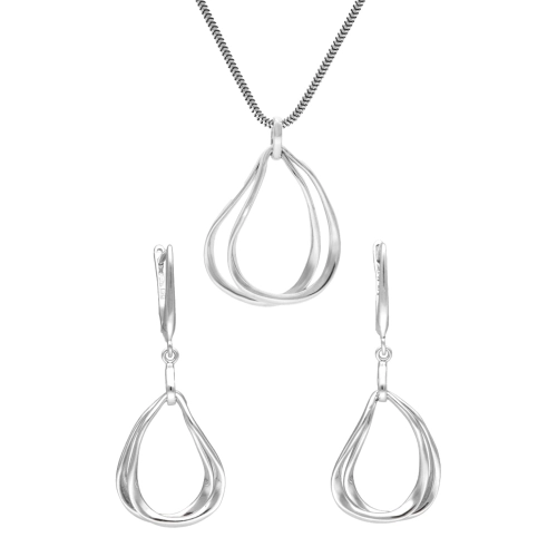 Komplet podwójne łezki srebro oksydowane