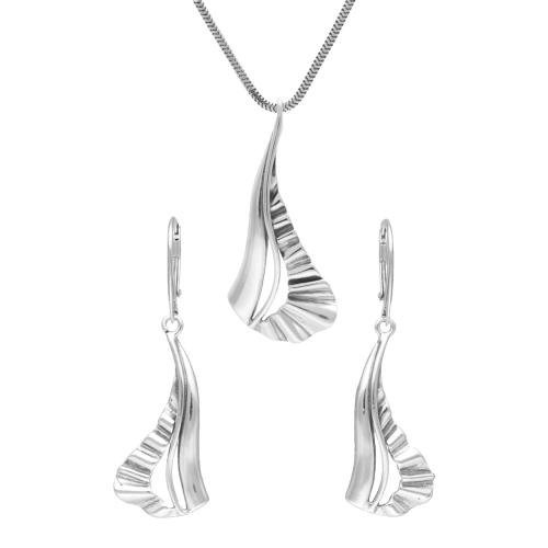 Komplet marszczone srebro oksydowane