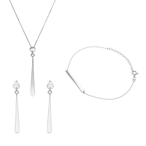 Komplet z przestrzenną pałeczką srebro rodowane