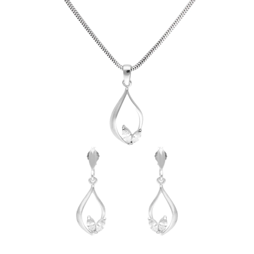 Komplet z białymi cyrkoniami srebro