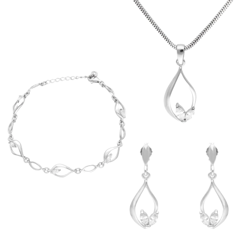 Komplet z białymi cyrkoniami srebro