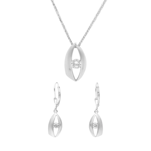 Komplet z białymi cyrkoniami srebro