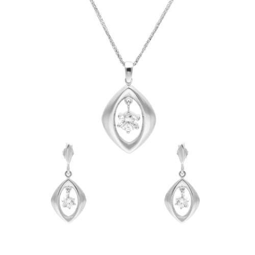 Komplet z cyrkoniami łezki srebro