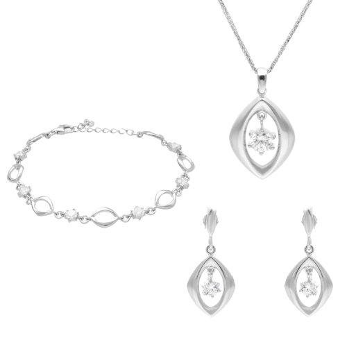 Komplet z cyrkoniami łezki srebro